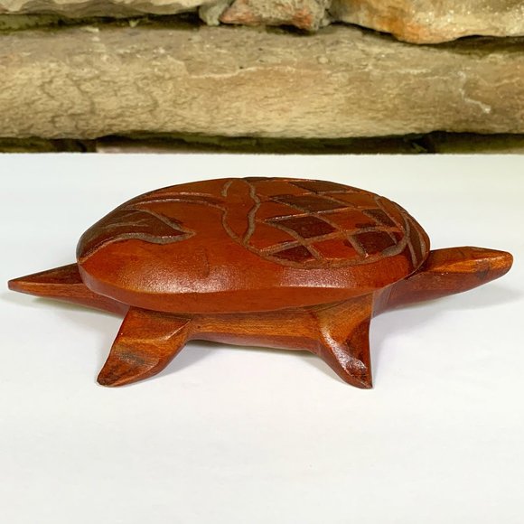 Monkey Pod Box Turtle Wood Trinket Carved Pineapple Hawaii Tiki Decor Jewelry - Picture 4 of 10